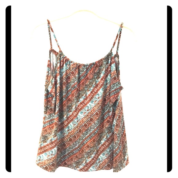 Axcess Tops - Brown and Turquoise Tank